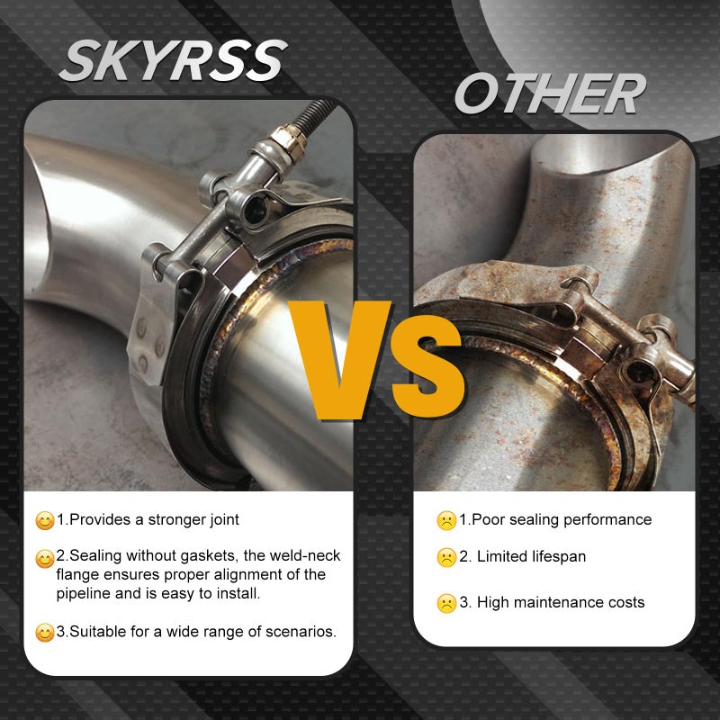 SYKRSS 2.5" Universal Stainless Steel V Band Clamp Flat Flange Kit Assembly - Image 4